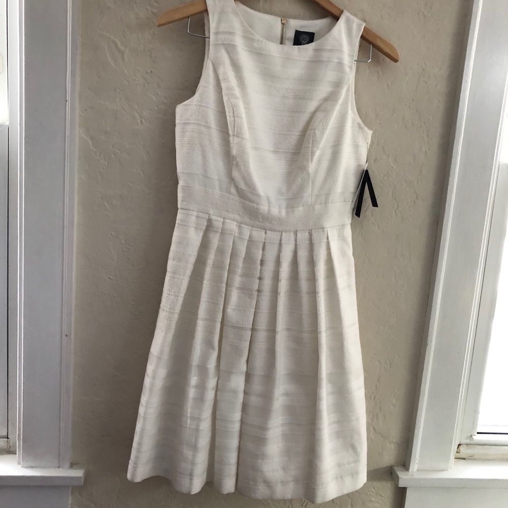 NWT Vince Camuto Jacquard Fit & Flare Dress Ivory